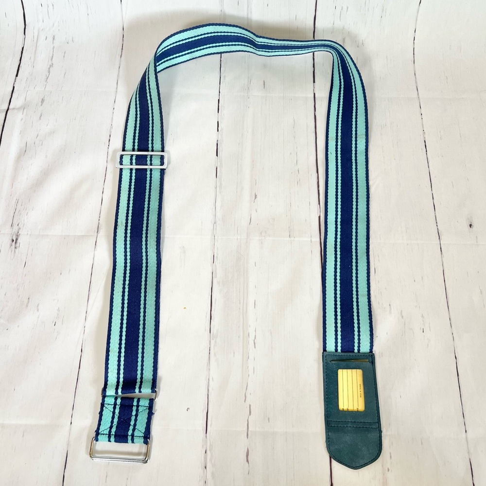 Vintage Luggage Strap Belt Turquoise Navy Stripe Travel Suitcase Accessory